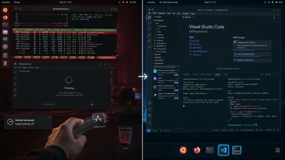 Tôi đã bỏ Antigravity quay về với Codex và VSCode