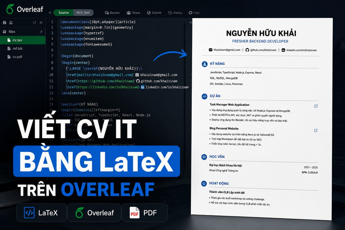 Viết CV bằng latex trên OverLeaf - Khaizinam Blog
